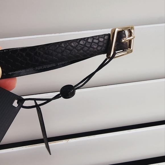 Massimo Dutti Rare Snakeskin Belt Dark Brown Leather Golden Hardware size L 90 - Picture 3 of 9